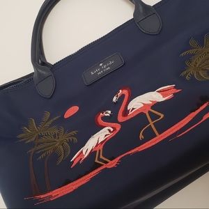 Kate Spade Dark Blue Flamingo Weekender Bag